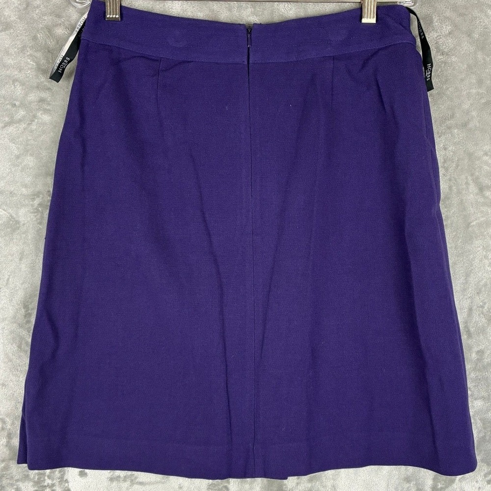Hobbs London Purple Knee Length Skirt Size 10 Front Pleat Lined Professional - Picture 2 of 7